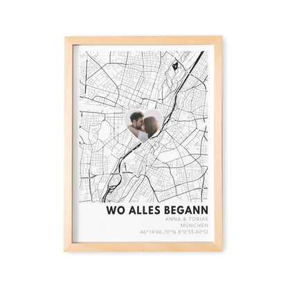 Wo alles begann Poster personalisiertes Koordinaten Bild Hochzeitsgeschenk Jahrestag Geschenk Hochzeitstag