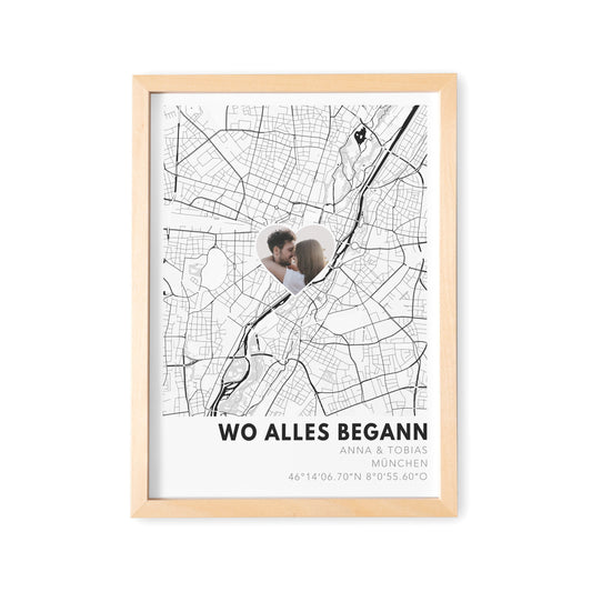 Wo alles begann Poster personalisiertes Koordinaten Bild Hochzeitsgeschenk Jahrestag Geschenk Hochzeitstag