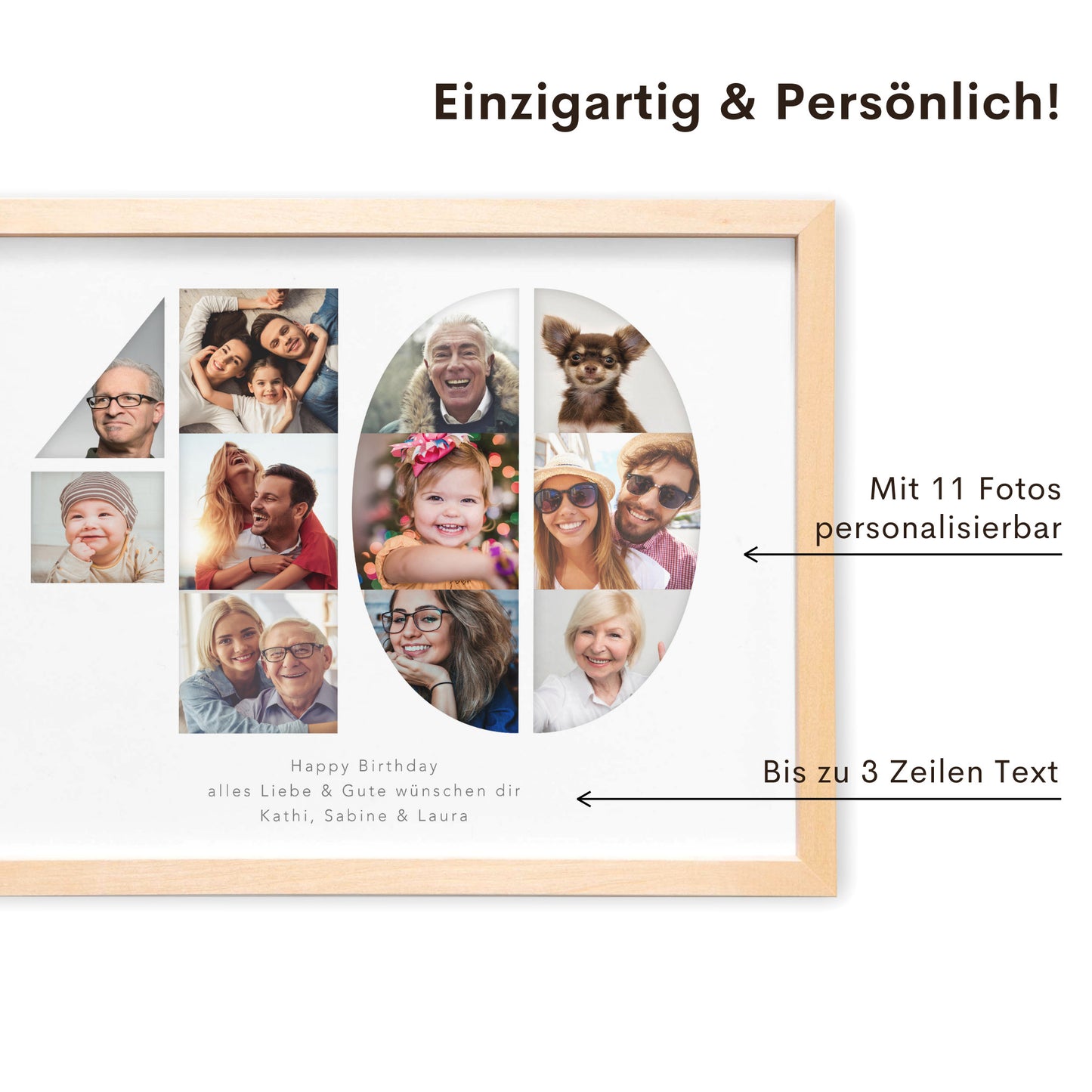 40. Geburtstag Frau Mann Geschenk Fotocollage 40 personalisiert mit Fotos Fotogeschenk Geburtstagsgeschenk