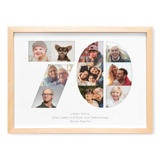 70. Geburtstag Frau Mann Geschenk Fotocollage 70 personalisiert mit Fotos Fotogeschenk Geburtstagsgeschenk