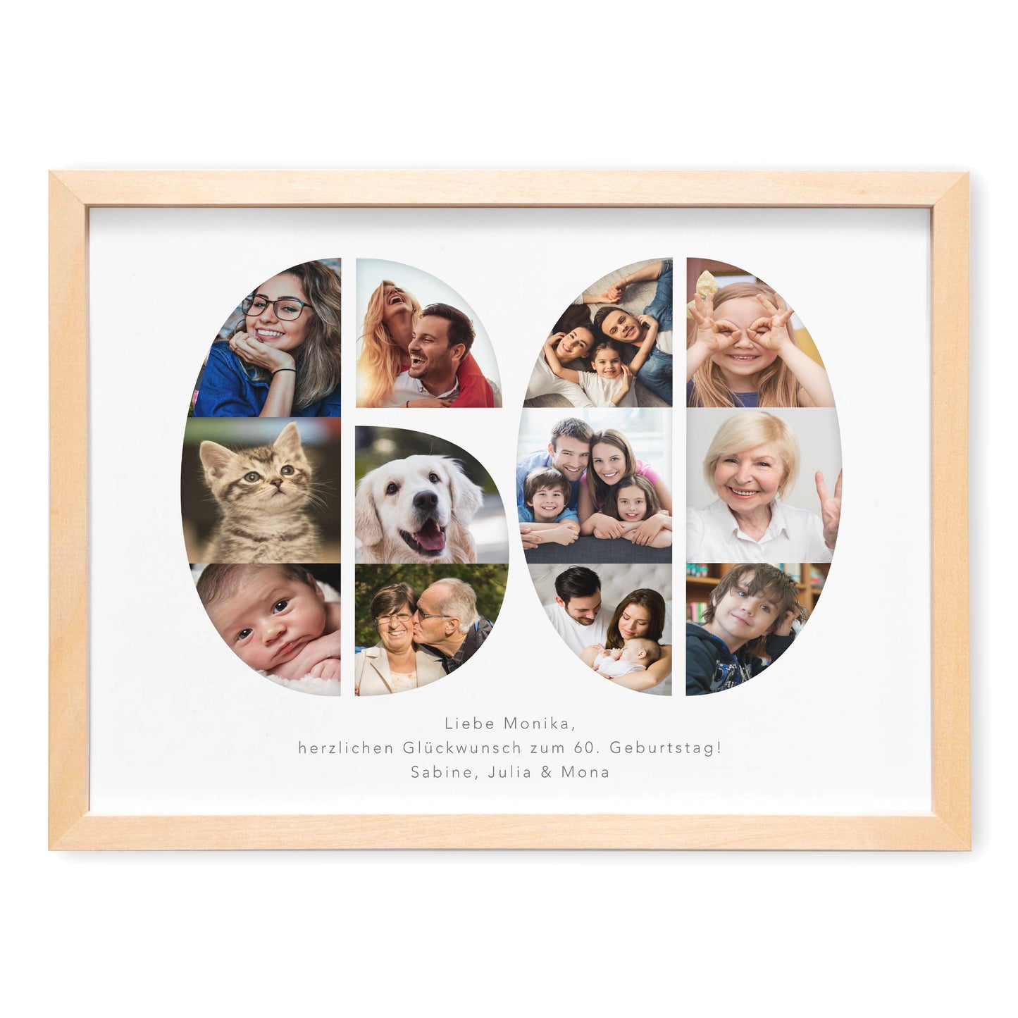 60. Geburtstag Frau Mann Geschenk Fotocollage 60 personalisiert mit Fotos Fotogeschenk Geburtstagsgeschenk