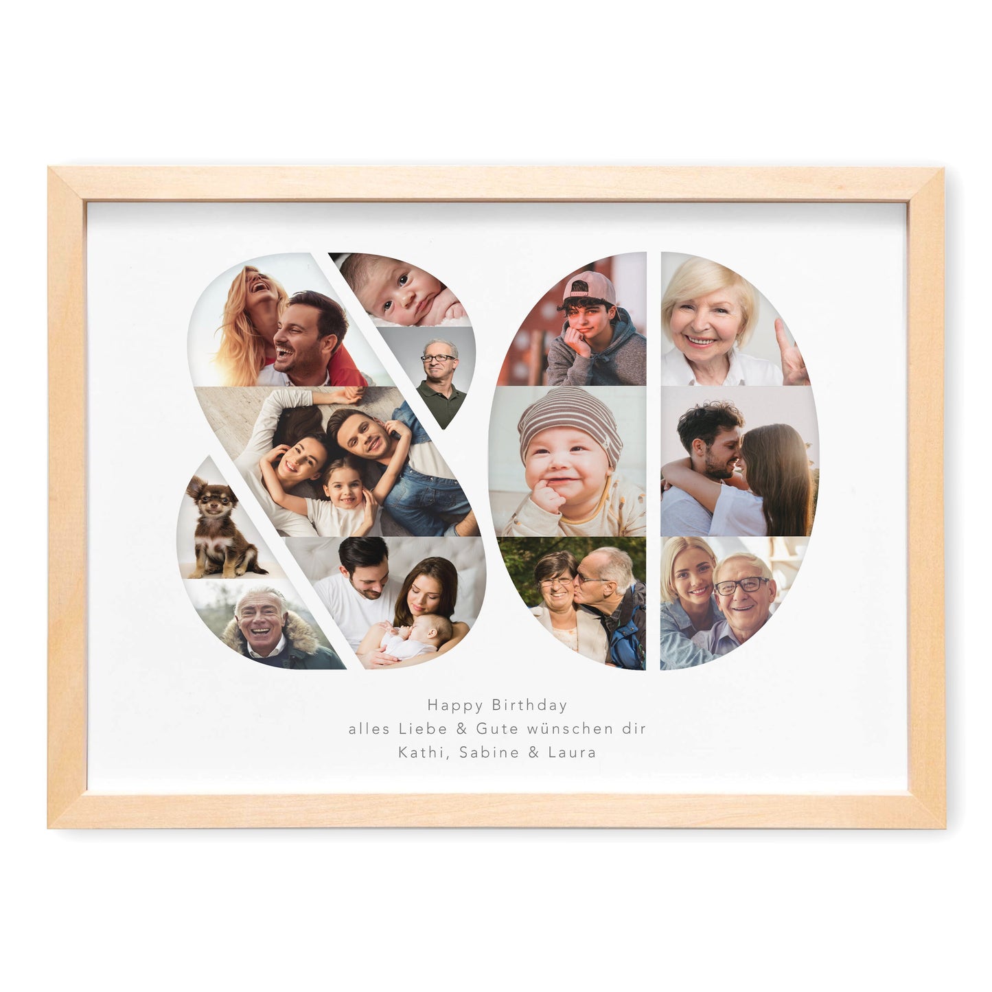 80. Geburtstag Frau Mann Geschenk Fotocollage 80 personalisiert mit Fotos Fotogeschenk Geburtstagsgeschenk