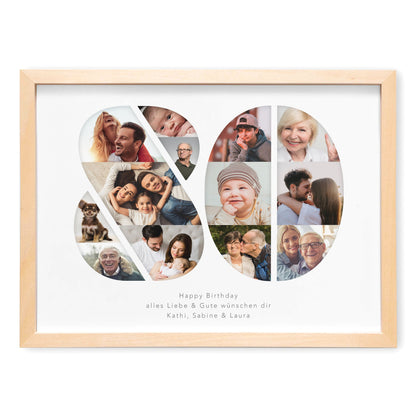 80. Geburtstag Frau Mann Geschenk Fotocollage 80 personalisiert mit Fotos Fotogeschenk Geburtstagsgeschenk