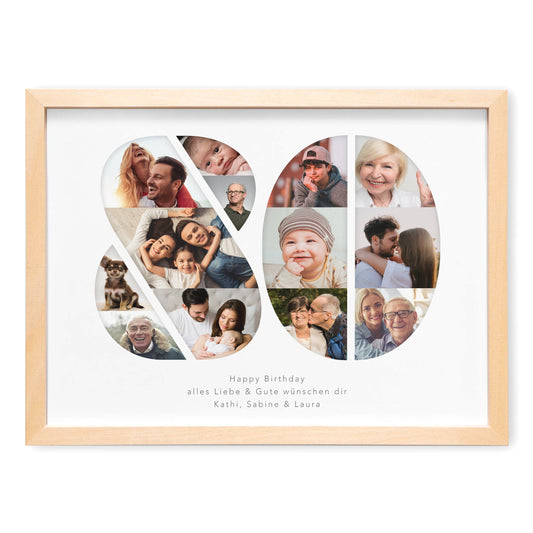 80. Geburtstag Frau Mann Geschenk Fotocollage 80 personalisiert mit Fotos Fotogeschenk Geburtstagsgeschenk