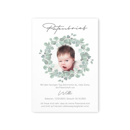 Patenbrief für Taufpaten personalisierte Patenurkunde mit Foto Geschenk für Patentante Patenonkel zur Taufe Taufgeschenk Paten (mit und ohne Rahmen)